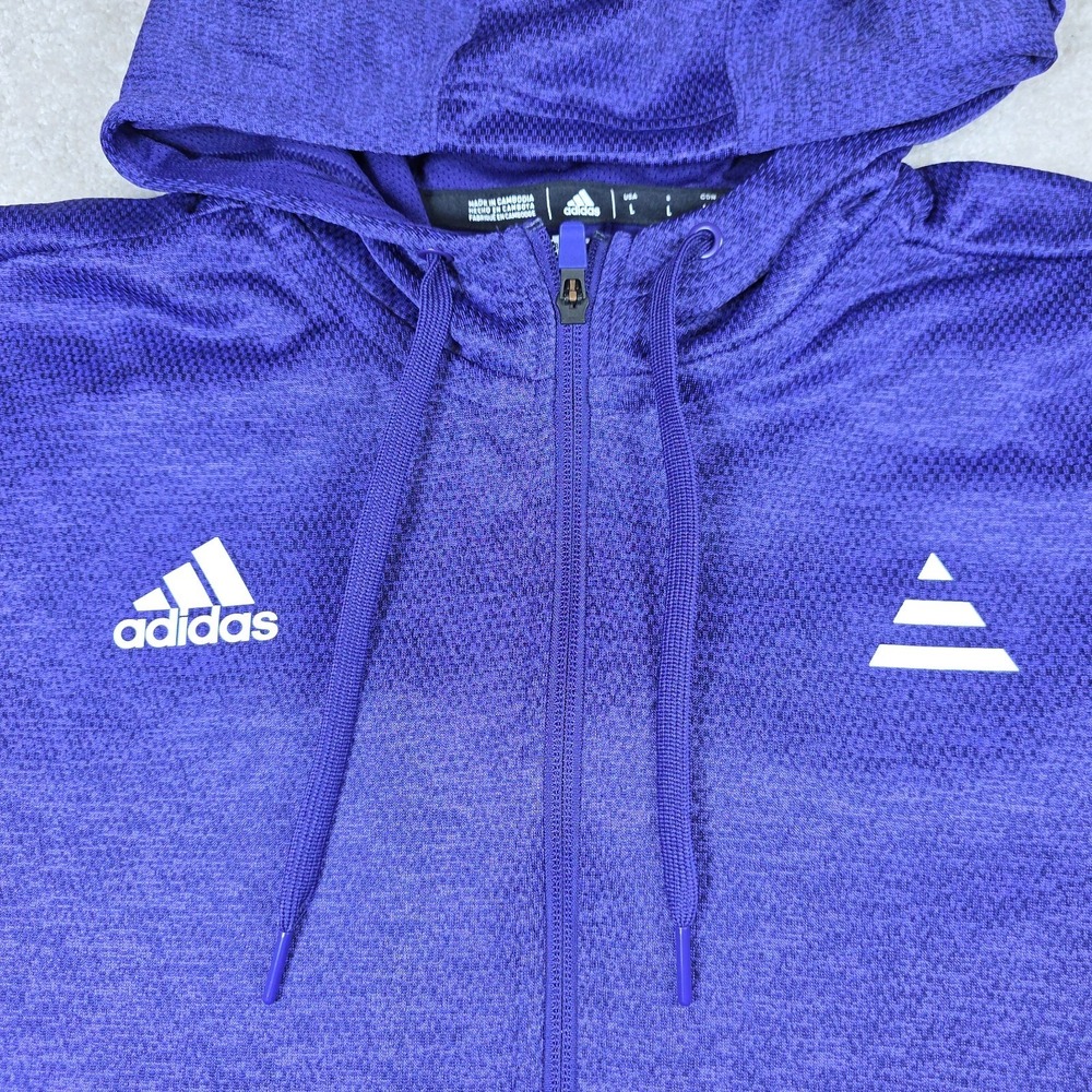 Adidas‎ Climawarm Jacket Womens Large Blue Full Zip Hooded Activewear Logo